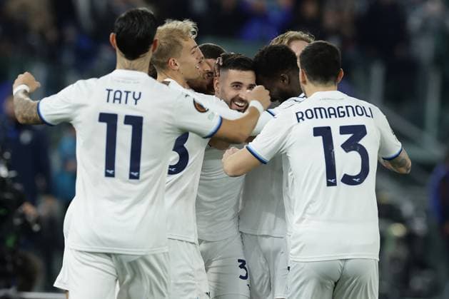 Lazioâ??s Spanish defender Mario Gila celebrates after scoring a goal during UEFA Europa League phase match day 7 match between SS Lazio vs Real Sociedad at Olimpico stadium on January 23, 2025 in Rome, Italy.  Copyright: xAntonioxBalasco IPAxSportx xipa-agency.netx xx IPA_53254134 IPA_Agency_IPA53254134