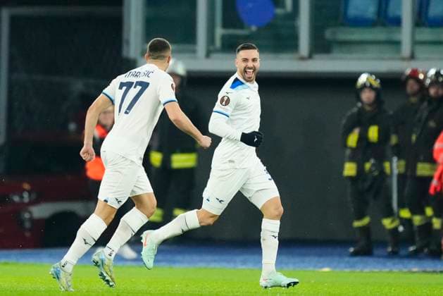 S.S. Lazio v Real Sociedad de Futbol - UEFA Europa League 2024 25 League Phase MD7 Mario Gila centre-back of Lazio and Spain celebrates after scoring his sides first goal during the UEFA Europa League 2024 25 League Phase MD7 match between S.S. Lazio and Real Sociedad de Futbol at Stadio Olimpico on January 23, 2025 in Rome, Italy. Rome Italy  Copyright: xJosexBretonx originalFilename:bretonhernandez-sslaziov250123_npjvy.jpg