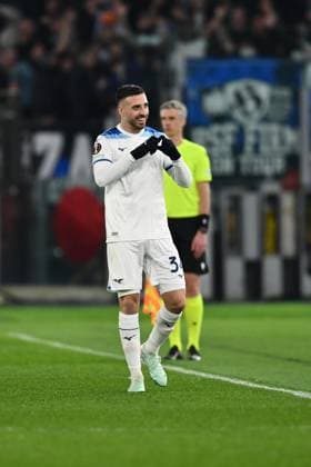 Mario Gila of S.S. Lazio celebrates after scoring the goal to make it 1-0 during the UEFA Europa League 2024 25 League Phase MD7 match between S.S. Lazio and Real Sociedad at Olympic Stadium on January 23, 2025 in Rome, Italy.  Copyright: xDomenicoxCippitelli IPAxSportx xipa-agency.netx xx IPA_53254763 IPA_Agency_IPA53254763