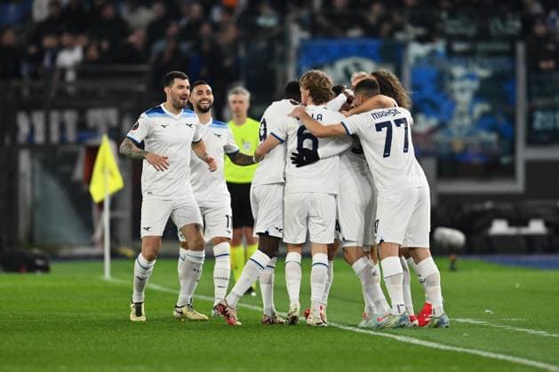 Mario Gila of S.S. Lazio celebrates after scoring the goal to make it 1-0 during the UEFA Europa League 2024 25 League Phase MD7 match between S.S. Lazio and Real Sociedad at Olympic Stadium on January 23, 2025 in Rome, Italy.  Copyright: xDomenicoxCippitelli IPAxSportx xipa-agency.netx xx IPA_53254767 IPA_Agency_IPA53254767