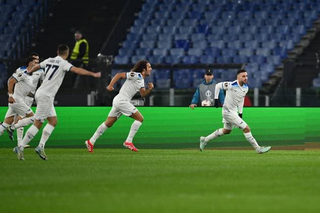 Mario Gila of S.S. Lazio celebrates after scoring the goal to make it 1-0 during the UEFA Europa League 2024 25 League Phase MD7 match between S.S. Lazio and Real Sociedad at Olympic Stadium on January 23, 2025 in Rome, Italy.  Copyright: xDomenicoxCippitelli IPAxSportx xipa-agency.netx xx IPA_53254773 IPA_Agency_IPA53254773