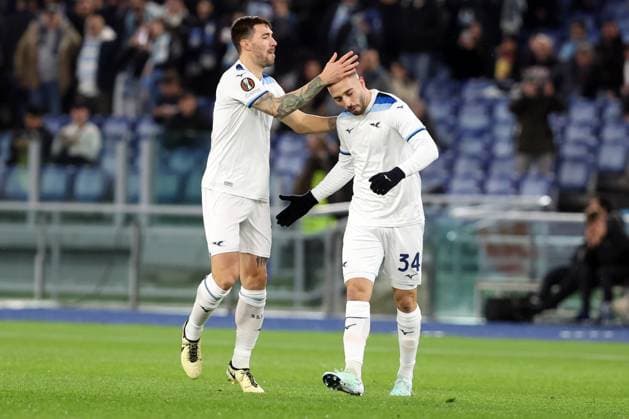 Rome, Italy 23.01.2025: Mario Gila of Lazio score the goal and celebrate with the team during the Uefa Europa League 2024-2025, day 7, football match between SS Lazio vs Real Sociedad de Futbol at Olympic Stadium in Rome.  Copyright: xMarcoxIacobucci IPAxSportx xipa-agency.netx xx IPA_53254778 IPA_Agency_IPA53254778