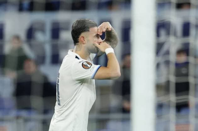 Lazioâ??s Argentinian forward Valentin Castellanos celebrates after scoring a goal during UEFA Europa League phase match day 7 match between SS Lazio vs Real Sociedad at Olimpico stadium on January 23, 2025 in Rome, Italy.  Copyright: xAntonioxBalasco IPAxSportx xipa-agency.netx xx IPA_53254892 IPA_Agency_IPA53254892