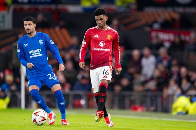 Old Trafford MANCHESTER, ENGLAND - JANUARY 23: Amad Diallo of Manchester Utd. passes the ball during the UEFA Europa League 2024 25 League Phase MD7 match between Manchester United, ManU FC and Rangers FC at Old Trafford on January 23, 2025 in Manchester, England. (Richard Callis SPP) Copyright: xRichardxCallisx xSPPx spp-en-RiCa-RC5_Manchester_Rangers_23Jan2025_EN005