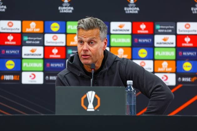 UEFA Europa League 2024 2025 Bodo Glimt Maccabi Tel Aviv Bodo 20250123 Bodo Glimts coach Kjetil Knutsen at the Press conference after the UEFA Europa League match between Bodo Glimt and Maccabi Tel Aviv at Aspmyra Stadium Photo Mats Torbergsen NTB Bodo Norway EDITORIAL USE ONLY RESTRICTED USE FOR BETTING COMPANIES  Copyright: xMatsxTorbergsenx xNTBx