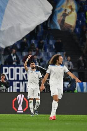 Valentin Castellanos of S.S. Lazio celebrates after scoring the goal to make it 3-0 during the UEFA Europa League 2024 25 League Phase MD7 match between S.S. Lazio and Real Sociedad at Olympic Stadium on January 23, 2025 in Rome, Italy.  Copyright: xDomenicoxCippitelli IPAxSportx xipa-agency.netx xx IPA_53255275 IPA_Agency_IPA53255275