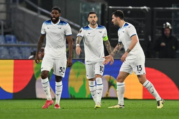 Mattia Zaccagni of S.S. Lazio celebrates after scoring the goal to make it 2-0 during the UEFA Europa League 2024 25 League Phase MD7 match between S.S. Lazio and Real Sociedad at Olympic Stadium on January 23, 2025 in Rome, Italy.  Copyright: xDomenicoxCippitelli IPAxSportx xipa-agency.netx xx IPA_53255297 IPA_Agency_IPA53255297