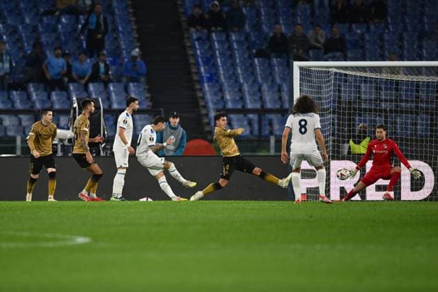 Mattia Zaccagni of S.S. Lazio celebrates after scoring the goal to make it 2-0 during the UEFA Europa League 2024 25 League Phase MD7 match between S.S. Lazio and Real Sociedad at Olympic Stadium on January 23, 2025 in Rome, Italy.  Copyright: xDomenicoxCippitelli IPAxSportx xipa-agency.netx xx IPA_53255341 IPA_Agency_IPA53255341