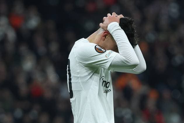 UEFA Europa League - Eintracht Frankfurt - Ferencvaros Budapest am 23.01.2025 im Deutsche Bank Park in Frankfurt Can Uzun (Frankfurt 20) unzufrieden, enttäuscht, enttaeuscht, niedergeschlagen MH