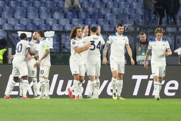Rome, Italy 23.01.2025: Mattia Zaccagni of Lazio score the goal and celebrate with the team during the Uefa Europa League 2024-2025, day 7, football match between SS Lazio vs Real Sociedad de Futbol at Olympic Stadium in Rome.  Copyright: xMarcoxIacobucci IPAxSportx xipa-agency.netx xx IPA_53255452 IPA_Agency_IPA53255452