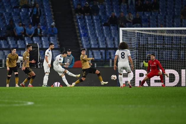 Mattia Zaccagni of S.S. Lazio celebrates after scoring the goal to make it 2-0 during the UEFA Europa League 2024 25 League Phase MD7 match between S.S. Lazio and Real Sociedad at Olympic Stadium on January 23, 2025 in Rome, Italy.  Copyright: xDomenicoxCippitelli IPAxSportx xipa-agency.netx xx IPA_53255344 IPA_Agency_IPA53255344