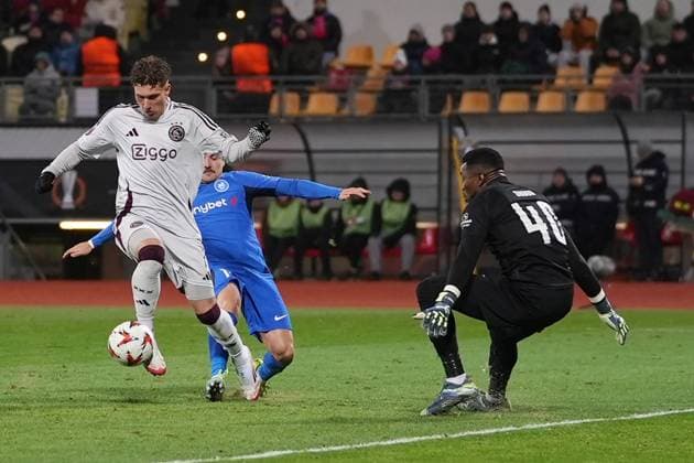 RIGA, 23-01-2025 , Daugava Stadium , football, UEFA Europa League, season 2024 2025, Match between RFS and Ajax. Ajax player Mika Godts RFS - Ajax  x27528488x Copyright: