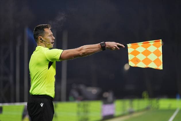 RIGA, 23-01-2025 , Daugava Stadium , football, UEFA Europa League, season 2024 2025, Match between RFS and Ajax. Ajax goal is flagged offside RFS - Ajax  x27528515x Copyright: