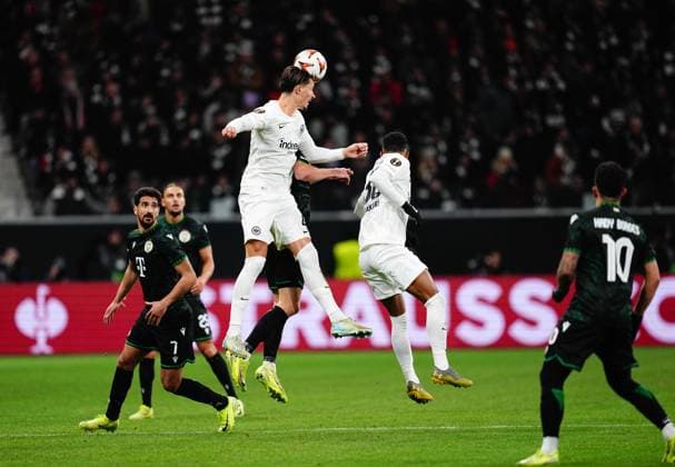 January 23 2025: Robin Koch (Eintracht Frankfurt) h during a UEFA Europa League MD7 game, Eintracht Frankfurt vs Ferencvaros, at Deutsche Bank Park, Frankfurt, Germany. Ulrik Pedersen - ZUMAc04_ 20250123_zma_c04_039 Copyright: xCSMx