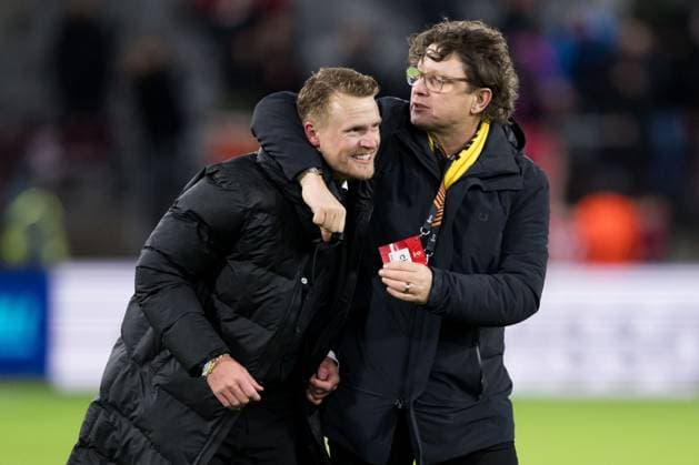 250123 Head coach Oscar Hiljemark and club manager Stefan Andreasson of Elfsborg celebrate after the Europa League football match between Elfsborg and Nice on January 23, 2025 in Boras Photo Jörgen Jarnberger BILDBYRAN COP 112 JJ0433 fotboll football soccer fotball uefa europa league europa league elfsborg nice bbeng jubel  Copyright: JÖRGENxJARNBERGER BB250123JJ060