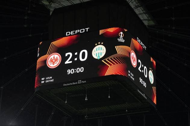 23 01 2025, xovx, Football UEFA Europa League, Eintracht Frankfurt Ferencvaros Budapest emspor, v l Final result DFL DFB REGULATIONS PROHIBIT ANY USE OF PHOTOGRAPHS as IMAGE SEQUENCES and or QUASI VIDEO Frankfurt am Main