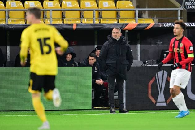 BORAS, SWEDEN 20250123 Nices coach Franck Haise during Thursdays first leg match in the UEFA Europa League in football between IF Elfsborg and OGC Nice at Boras arena BORAS SWEDEN x9200x  Copyright: xBjörnxLarssonxRosvall TTx UEFA EUROPA LEAGUE ELFSBORG-NICE