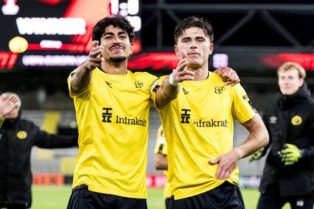 250123 Ahmed Qasem and Besfort Zeneli of Elfsborg celebrate after the Europa League football match between Elfsborg and Nice on January 23, 2025 in Boras Photo Jörgen Jarnberger BILDBYRAN COP 112 JJ0433 fotboll football soccer fotball uefa europa league europa league elfsborg nice bbeng jubel  Copyright: JÖRGENxJARNBERGER BB250123JJ066