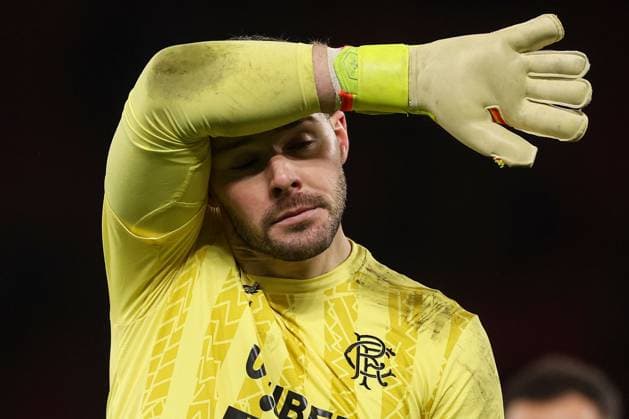 Jack Butland of Rangers shows a look of dejection at full-time Manchester United, ManU v Rangers, UEFA Europa League, Group Stage, Football, Old Trafford, Manchester, UK - 23 Jan 2025 EDITORIAL USE ONLY No use with unauthorised audio, video, data, fixture lists, club league logos or live services. Online in-match use limited to 120 images, no video emulation. No use in betting, games or single club league player publications. Copyright: xPaulxCurrie Shutterstockx 15108899fy