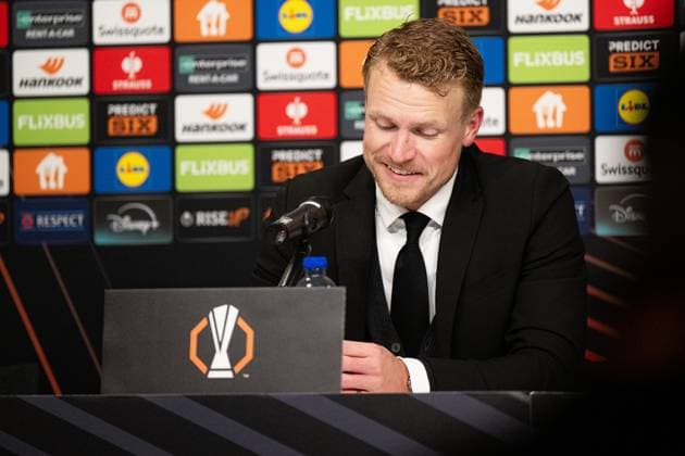 250123 Head coach Oscar Hiljemark of Elfsborg during the press conference after the Europa League football match between Elfsborg and Nice on January 23, 2025 in Boras Photo Jörgen Jarnberger BILDBYRAN COP 112 JJ0433 fotboll football soccer fotball uefa europa league europa league elfsborg nice bbeng  Copyright: JÖRGENxJARNBERGER BB250123JJ084