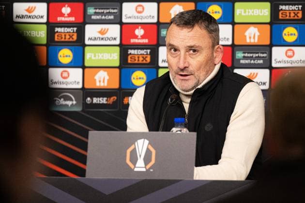 250123 Head coach Franck Haise of Nice during the press conference after the Europa League football match between Elfsborg and Nice on January 23, 2025 in Boras Photo Jörgen Jarnberger BILDBYRAN COP 112 JJ0433 fotboll football soccer fotball uefa europa league europa league elfsborg nice bbeng  Copyright: JÖRGENxJARNBERGER BB250123JJ086