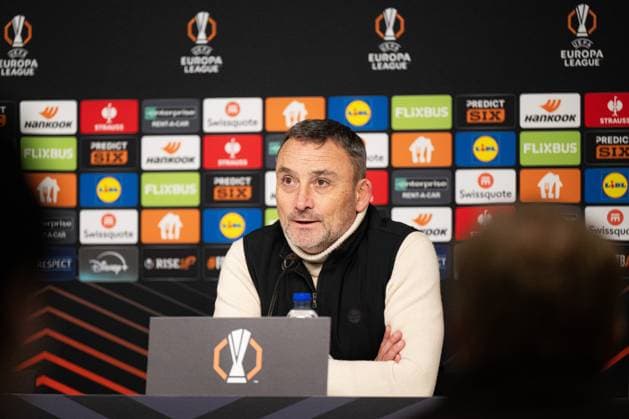 250123 Head coach Franck Haise of Nice during the press conference after the Europa League football match between Elfsborg and Nice on January 23, 2025 in Boras Photo Jörgen Jarnberger BILDBYRAN COP 112 JJ0433 fotboll football soccer fotball uefa europa league europa league elfsborg nice bbeng  Copyright: JÖRGENxJARNBERGER BB250123JJ087