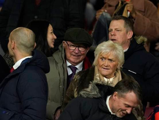 Manchester, England, 23rd January 2025. Former Manchester United, ManU manager Sir Alex Ferguson watches from the stands during the UEFA Europa League match at Old Trafford, Manchester. Picture credit should read: Andrew Yates Sportimage EDITORIAL USE ONLY. No use with unauthorised audio, video, data, fixture lists, club league logos or live services. Online in-match use limited to 120 images, no video emulation. No use in betting, games or single club league player publications. SPI_041_AY_MAN_UTD_RANGERS SPI-3616-0041
