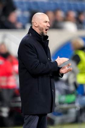Christian Ilzer coach, head coach, Hoffenheim , gives instructions, gestures, gesticulates with arms, single image, single photo, action, action, 23 01 2025, Sinsheim Germany , football, UEFA Europa League, group stage, TSG 1899 Hoffenheim Tottenham Hotspur, DFB DFL REGULATIONS PROHIBIT ANY USE OF PHOTOGRAPHS AS IMAGE SEQUENCES AND OR QUASI VIDEO xozx
