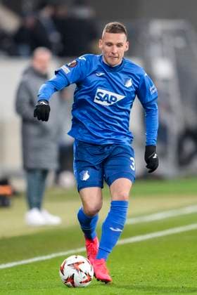 Pavel Kaderabek Hoffenheim, 3 , on the ball, cropped, full body, single image, single photo, action, action, 23 01 2025, Sinsheim Germany , Football, UEFA Europa League, group stage, TSG 1899 Hoffenheim Tottenham Hotspur, DFB DFL REGULATIONS PROHIBIT ANY USE OF PHOTOGRAPHS AS IMAGE SEQUENCES AND OR QUASI VIDEO xozx
