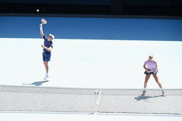TENNIS AUSTRALIAN OPEN, Olivia Gadecki (right) and John Peers of Australia during their mixed doubles final match against Kimberly Birrell and John-Patrick Smith of Australia during the 2025 Australian Open at Melbourne Park in Melbourne, Friday, January 24, 2025. ( NO ARCHIVING, EDITORIAL USE ONLY, NO USE IN BOOKS WITHOUT CONSENT MELBOURNE VICTORIA AUSTRALIA  Copyright: xJAMESxROSSx 20250124115919884976