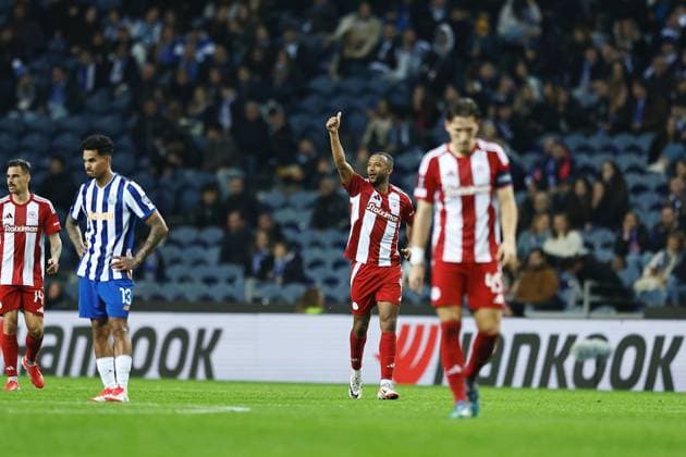 Ayoub El Kaabi (Olympiacos), JANUARY 23, 2025 - Football Soccer : El Kaabi celebrat after his goal during UEFA Europa League League phase match day 7 between FC Porto 0-1 Olympiacos FC at the Estadio do Dragao in Porto, Portugal. Noxthirdxpartyxsales  (279430359)