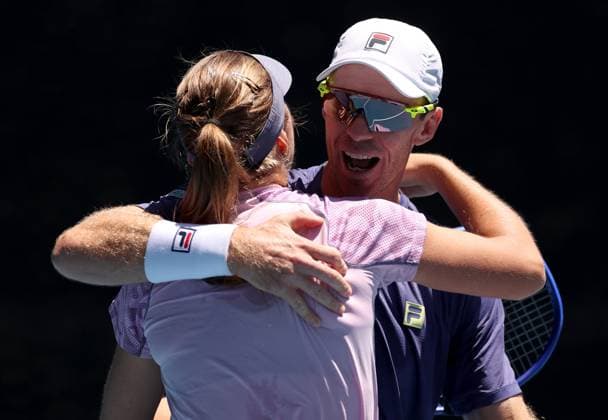 Olivia Gadecki and John Peers of Australia celebrate Australian Open, Day Thirteen, Tennis, Melbourne Park, Melbourne, Australia - 24 Jan 2025  Copyright: xEllaxLing Shutterstockx 15108785i