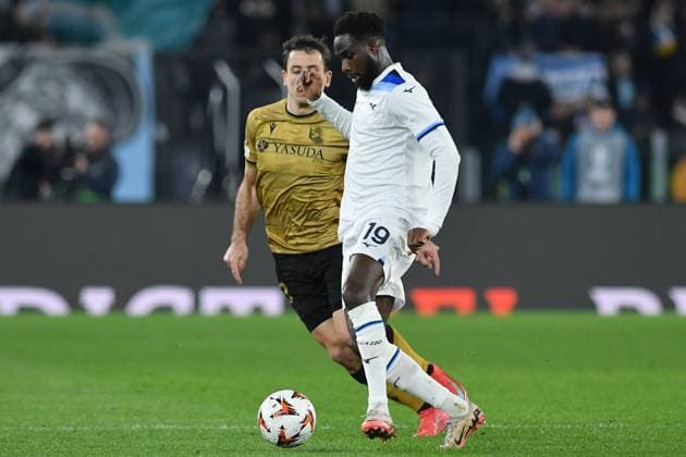 January 23, 2025, Rome, Italy: Mikel Oyarzabal of Real Sociedad (L) and Boulaye Dia of SS Lazio (R) seen in action during the Europa League qualifying round - 7th leg match between SS Lazio and Real Sociedad at Olympic stadium. Final score; Lazio 3 :1 Real Sociedad Rome Italy - ZUMAs197 20250123_aaa_s197_229 Copyright: xMattiaxVianx