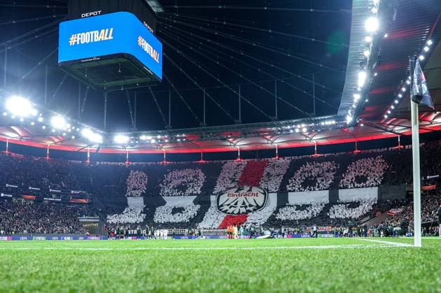 UEFA Europa League Eintracht Frankfurt Ferencvaros Budapest on 23 01 2025 at Deutsche Bank Park in Frankfurt The fans of Eintracht Frankfurt with a choreography in the northwest curve MH