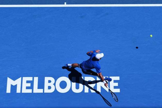 TENNIS AUSTRALIAN OPEN, Novak Djokovic of Serbia during his semi-final match against Alexander Zverev of Germany during the 2025 Australian Open at Melbourne Park in Melbourne, Friday, January 24, 2025. ( NO ARCHIVING, EDITORIAL USE ONLY, NO USE IN BOOKS WITHOUT CONSENT MELBOURNE VICTORIA AUSTRALIA  Copyright: xJOELxCARRETTx 20250124189157660304