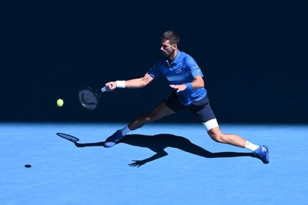 TENNIS AUSTRALIAN OPEN, Novak Djokovic of Serbia during his semi-final match against Alexander Zverev of Germany during the 2025 Australian Open at Melbourne Park in Melbourne, Friday, January 24, 2025. ( NO ARCHIVING, EDITORIAL USE ONLY, NO USE IN BOOKS WITHOUT CONSENT MELBOURNE VICTORIA AUSTRALIA  Copyright: xJOELxCARRETTx 20250124123411471675