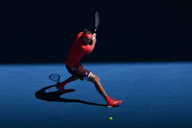 TENNIS AUSTRALIAN OPEN, Alexander Zverev of Germany during his semi-final match against Novak Djokovic of Serbia during the 2025 Australian Open at Melbourne Park in Melbourne, Friday, January 24, 2025. ( NO ARCHIVING, EDITORIAL USE ONLY, NO USE IN BOOKS WITHOUT CONSENT MELBOURNE VICTORIA AUSTRALIA  Copyright: xJOELxCARRETTx 20250124115710791070