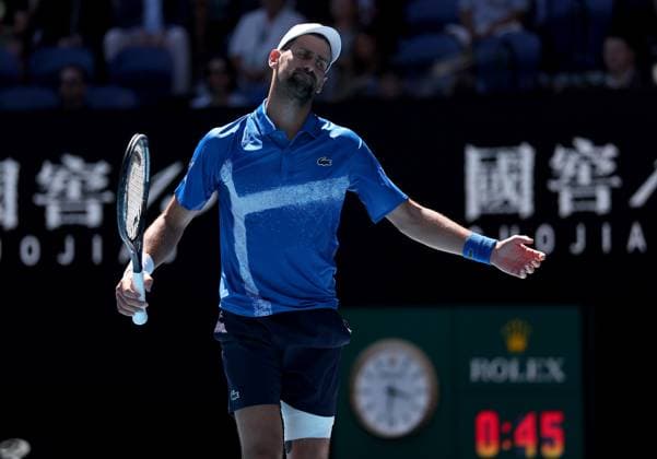 Novak Djokovic of Serbia reacts in frustration Australian Open, Day Thirteen, Tennis, Melbourne Park, Melbourne, Australia - 24 Jan 2025  Copyright: xEllaxLing Shutterstockx 15108785av