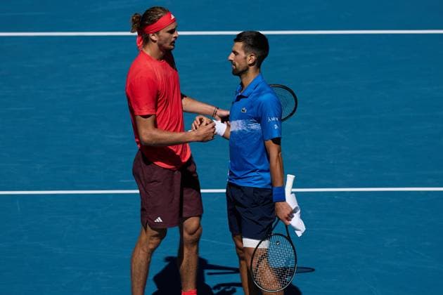 Novak Djokovic of Serbia retires hurt during his semi-final with Alexander Zverev of Germany Australian Open, Day Thirteen, Tennis, Melbourne Park, Melbourne, Australia - 24 Jan 2025  Copyright: xRachelxBach Shutterstockx 15108800c