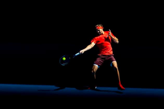 MELBOURNE, VIC - JANUARY 24: Alexander Zverev of Germany in action during the Semifinals of the 2025 Australian Open on January 24 2025, at Melbourne Park in Melbourne, Australia. (Photo by Jason Heidrich Icon Sportswire) TENNIS: JAN 24 Australian Open EDITORIAL USE ONLY Icon250124035