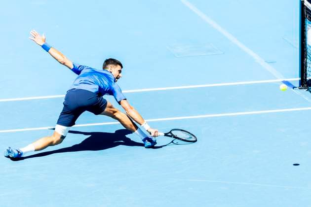 MELBOURNE, VIC - JANUARY 24: Novak Djokovic of Serbia in action during the Semifinals of the 2025 Australian Open on January 24 2025, at Melbourne Park in Melbourne, Australia. (Photo by Jason Heidrich Icon Sportswire) TENNIS: JAN 24 Australian Open EDITORIAL USE ONLY Icon250124046