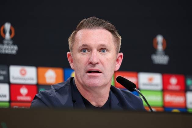 Chef-Trainer Robbie Keane (Ferencvaros TC) auf der Pressekonferenz nach dem Spiel, Eintracht Frankfurt vs. Ferencvaros TC, Fussball, Europa League, 7. Spieltag, 23.01.2025 Frankfurt am Main Hessen Deutschland Copyright: xkolbert-press MartinxAgüerax