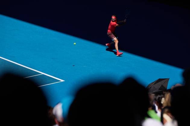 Alexander Zverev of Germany hits a backhand Australian Open, Day Thirteen, Tennis, Melbourne Park, Melbourne, Australia - 24 Jan 2025  Copyright: xRachelxBach Shutterstockx 15108800az