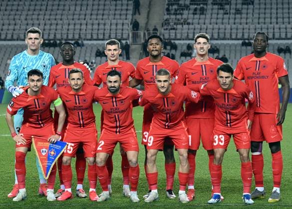 (250124) -- BAKU, Jan. 24, 2025 -- Players of FCSB pose for photo before a UEFA Europa League match between Qarabag and FCSB in Baku, Azerbaijan, Jan. 23, 2025. (Photo by v Xinhua) (SP)AZERBAIJAN-BAKU-FOOTBALL-UEFA EUROPA LEAGUE-QARABAG VS FCSB TofikxBabaye 