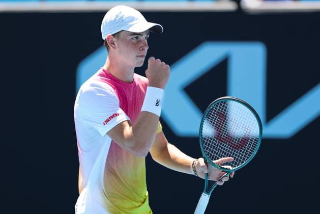 Henry Bernet SUI makes a fist and cheers,Cheers,Joy,Emotion, Boys Singles, Australian Open 2025, Melbourne Park, Melbourne, Victoria, Australia Copyright: xJuergenxHasenkopfx