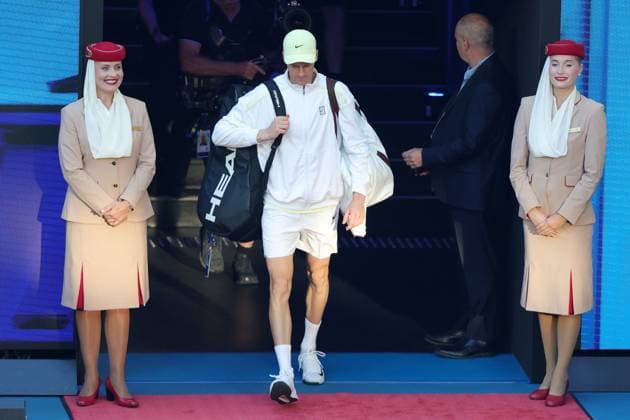 Jannik Sinner walks out for his Semi-final match against Shelton in the Rod Laver Arena Australian Open, Day Thirteen, Tennis, Melbourne Park, Melbourne, Australia - 24 Jan 2025  Copyright: xRachelxBach Shutterstockx 15108800bg