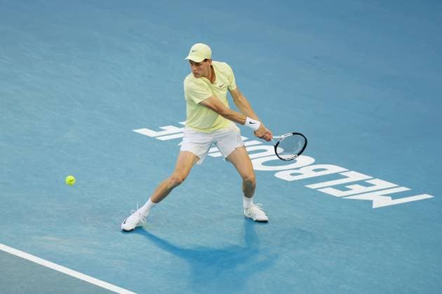 Jannik Sinner during the Semi-final match against Shelton in the Rod Laver Arena Australian Open, Day Thirteen, Tennis, Melbourne Park, Melbourne, Australia - 24 Jan 2025  Copyright: xRachelxBach Shutterstockx 15108800bm