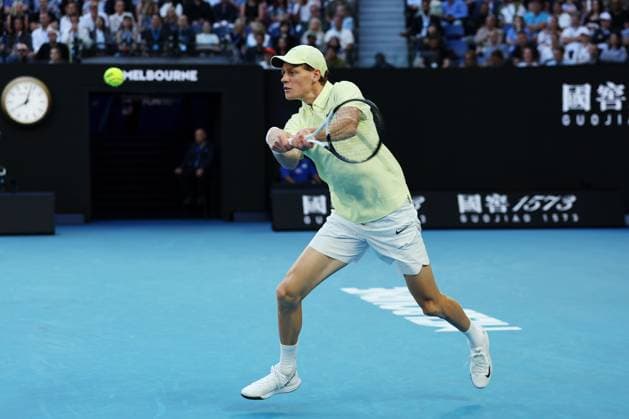 Jannik Sinner during the Semi-final match against Shelton in the Rod Laver Arena Australian Open, Day Thirteen, Tennis, Melbourne Park, Melbourne, Australia - 24 Jan 2025  Copyright: xEllaxLing Shutterstockx 15108785ca