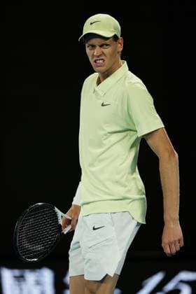 Jannik Sinner celebrates during the Semi-final match against Shelton in the Rod Laver Arena Australian Open, Day Thirteen, Tennis, Melbourne Park, Melbourne, Australia - 24 Jan 2025  Copyright: xEllaxLing Shutterstockx 15108785df