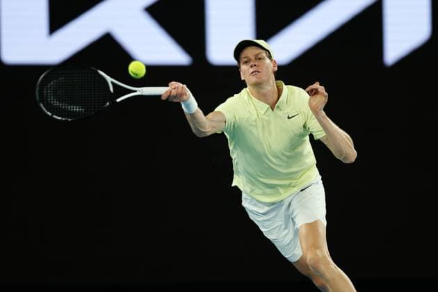 Jannik Sinner during the Semi-final match against Shelton in the Rod Laver Arena Australian Open, Day Thirteen, Tennis, Melbourne Park, Melbourne, Australia - 24 Jan 2025  Copyright: xEllaxLing Shutterstockx 15108785dg
